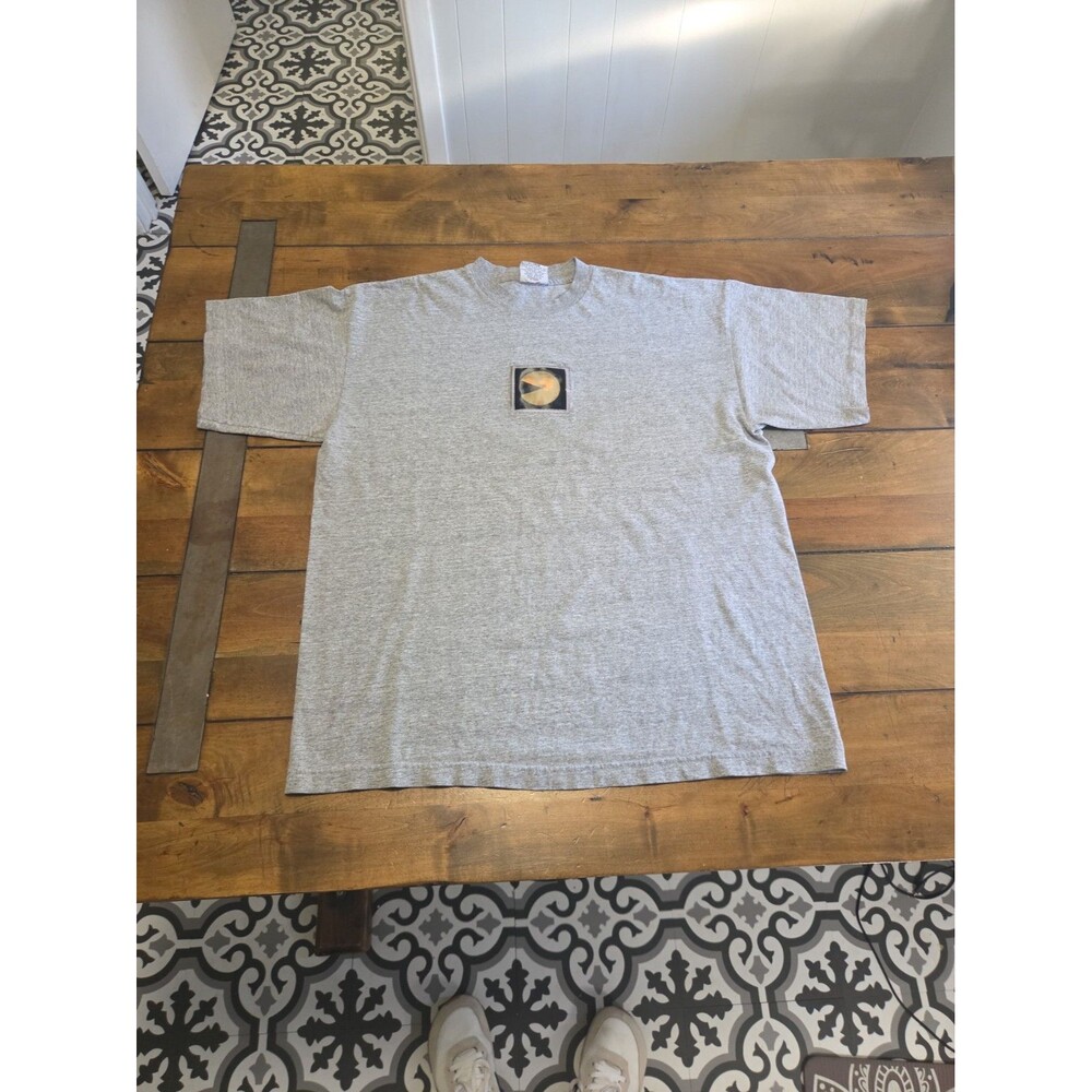 Vintage 90s Stanley DeSantis Pac Man Lenticular Hologram T Shirt XL Gray Namco